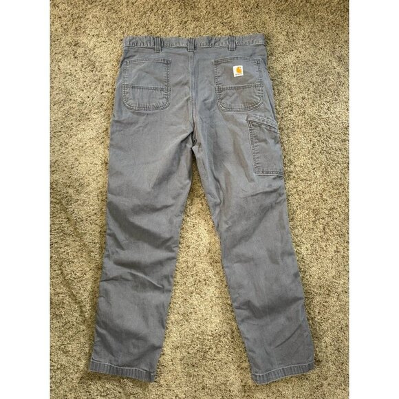 CARHARTT Gray Canvas Carpenter Pants Relaxed Fit Workwear Rugged 36x31 READ - Picture 2 of 9